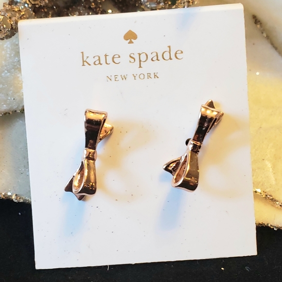 kate spade Jewelry - Kate Spade Rosegold Love Notes Bowtie Earrings